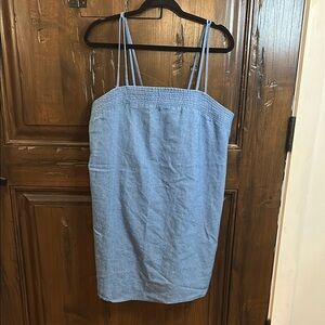 Chic Chambray Sleeveless Dress open back